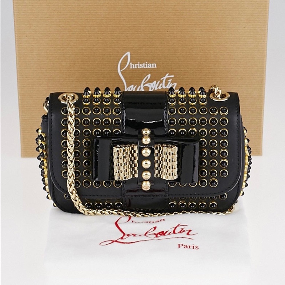 Christian Louboutin Black Patent Sweet Charity mini bag